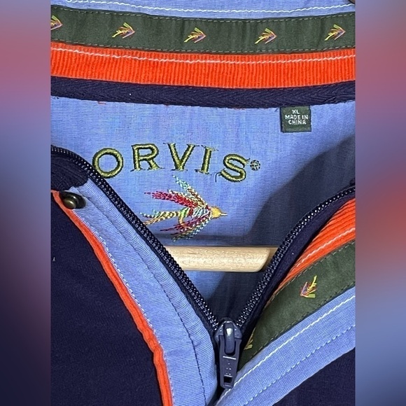 Orvis Mens 1/4 Zip Pullover Sweatshirt Green Blue Gray Size XLarge - Picture 5 of 10